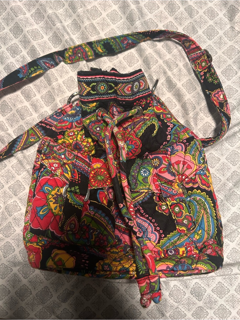Vera Bradley Drawstring Bag - Black/Multi